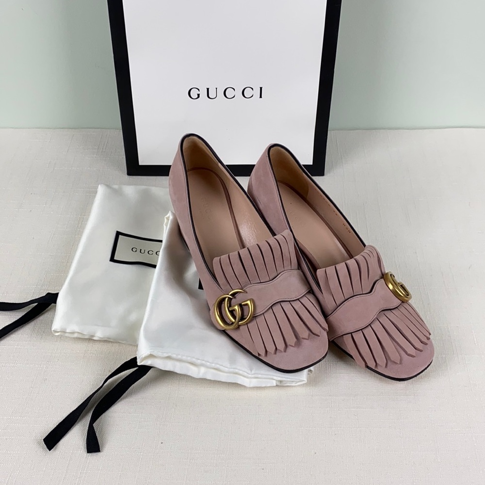 GUCCI BLUSH MARMONT GG PUMPS